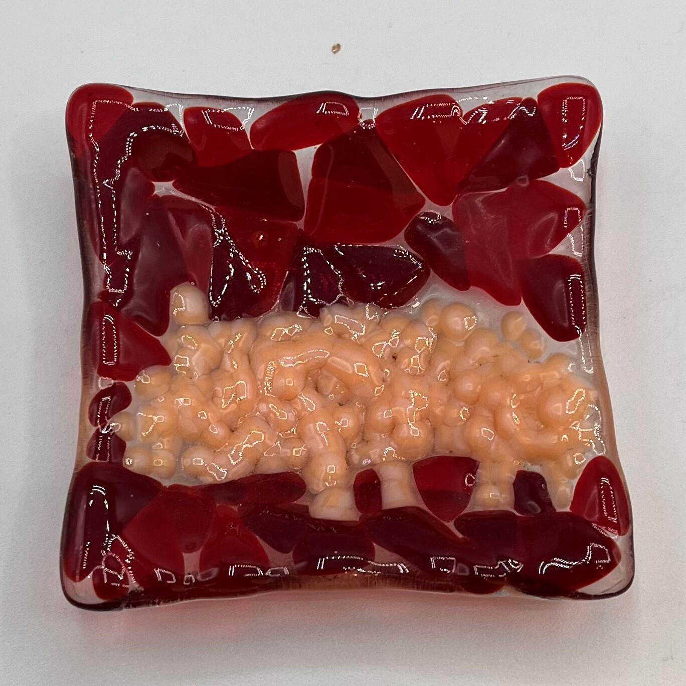 Studio, Ring Dish, Pink Pig on Red