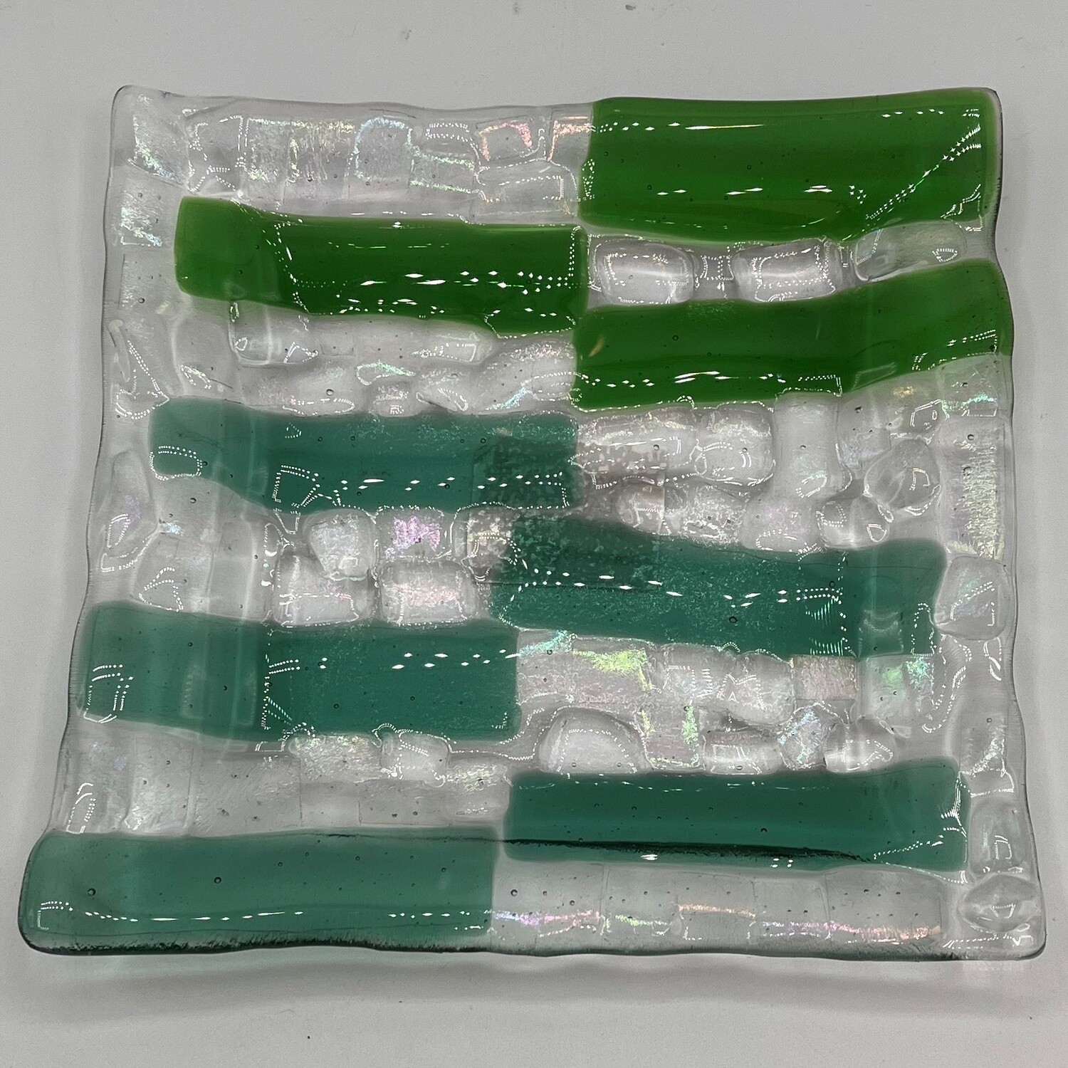 David Smyth, Multi-shade green and clear glass dish