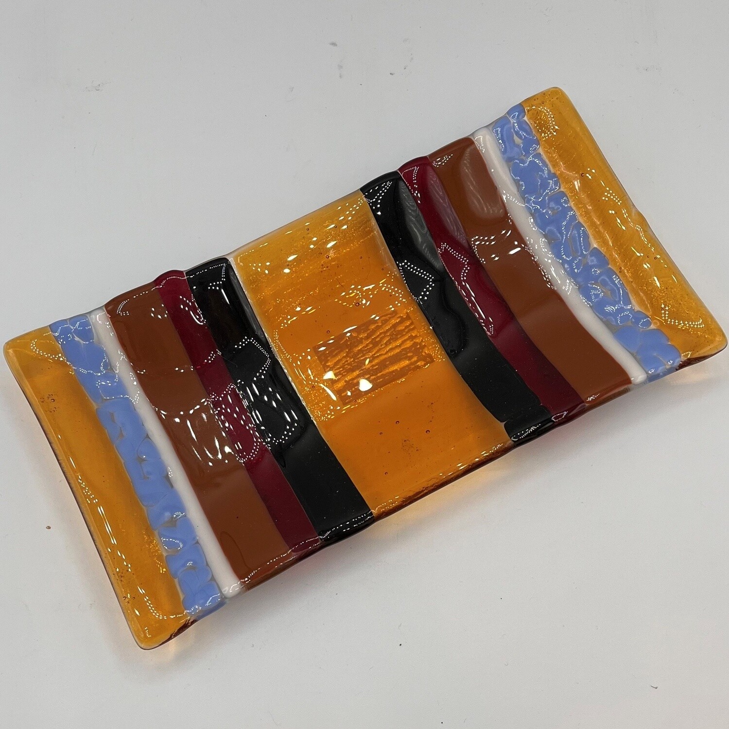 Andrea Walker, Brown blue and white glass dish