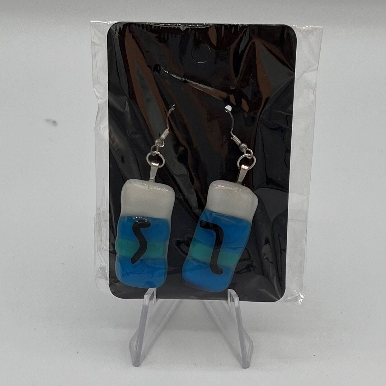 Amy Thompson, Blue and white glass earrings
