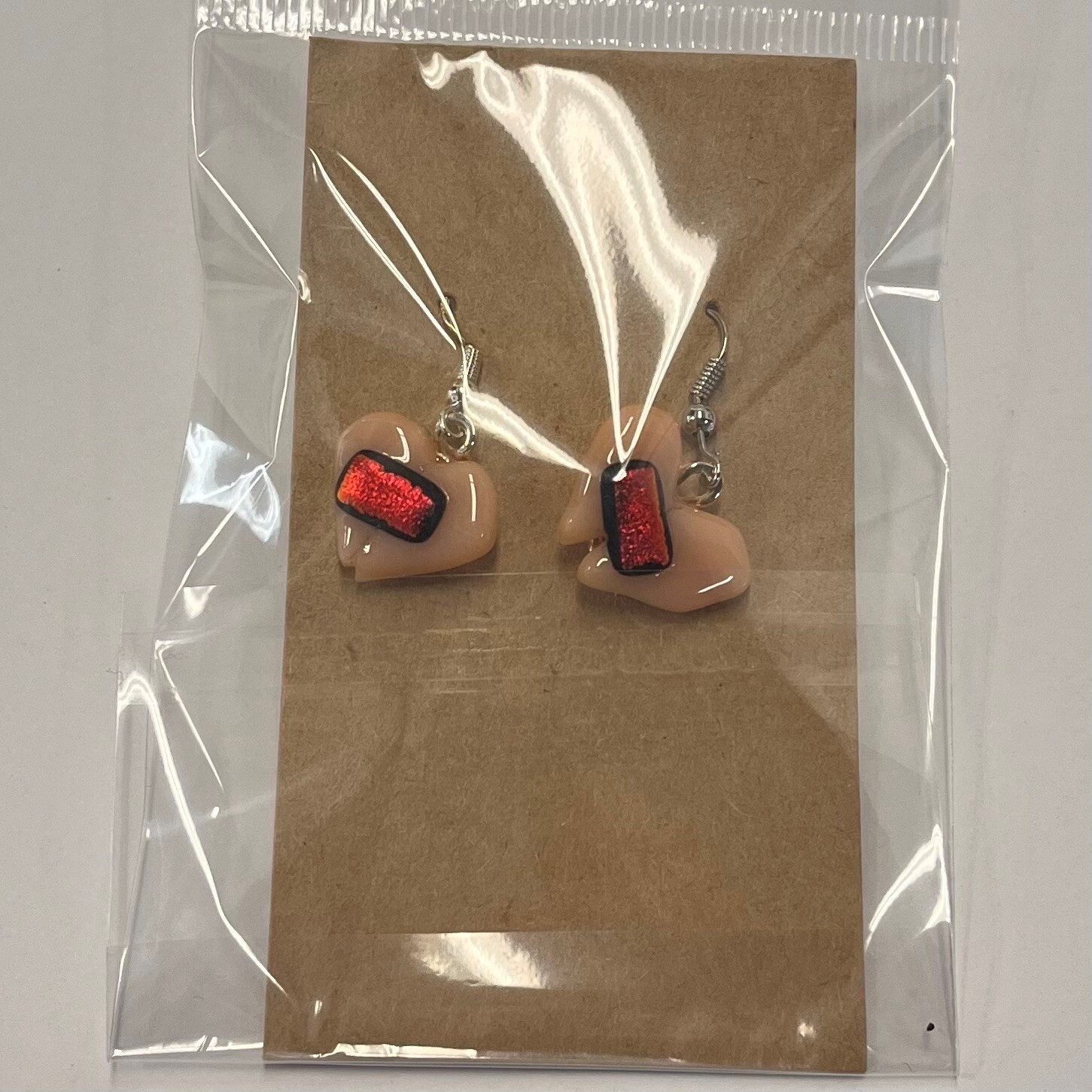 Kara Burgdorf, Earrings, Peach Hearts