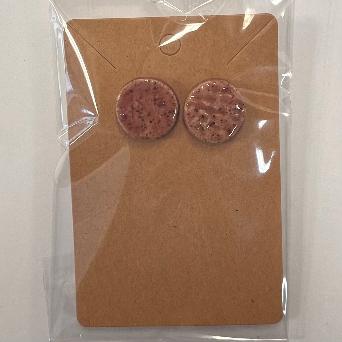 Tammy McCammon, Pink speckled ceramic earrings