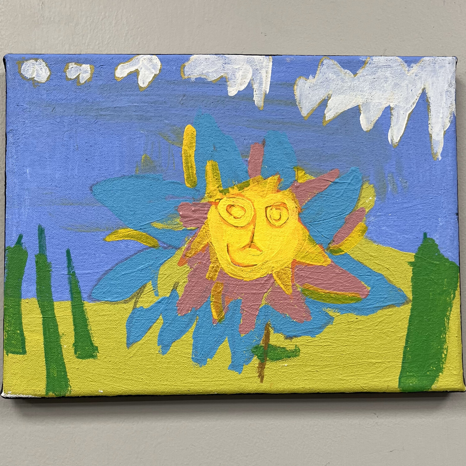 Ashley Parris, Acrylic on canvas, &#39;Sunshower flower&#39;
