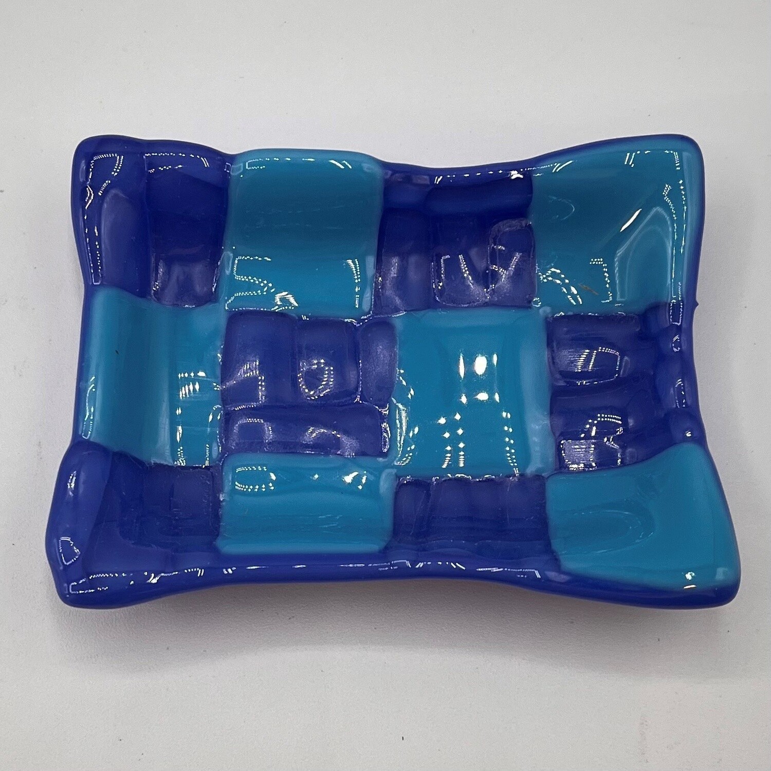 Theresa Allen, Blue checkerboard glass soap dish