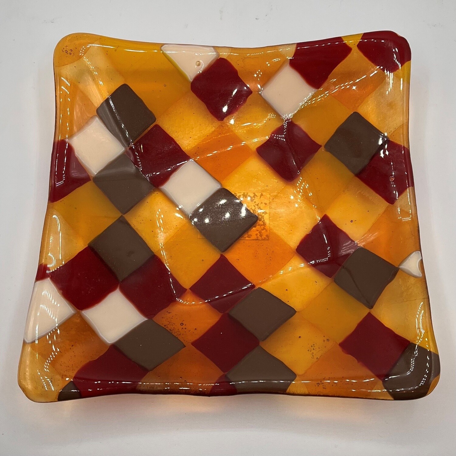 David Campbell, Orange white and brown glass dish
