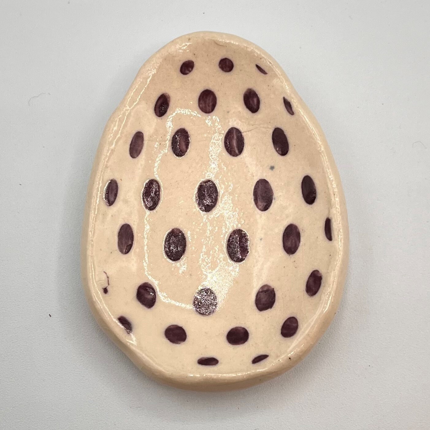Studio, Ceramic Dish, Easter Egg, Purple Dots