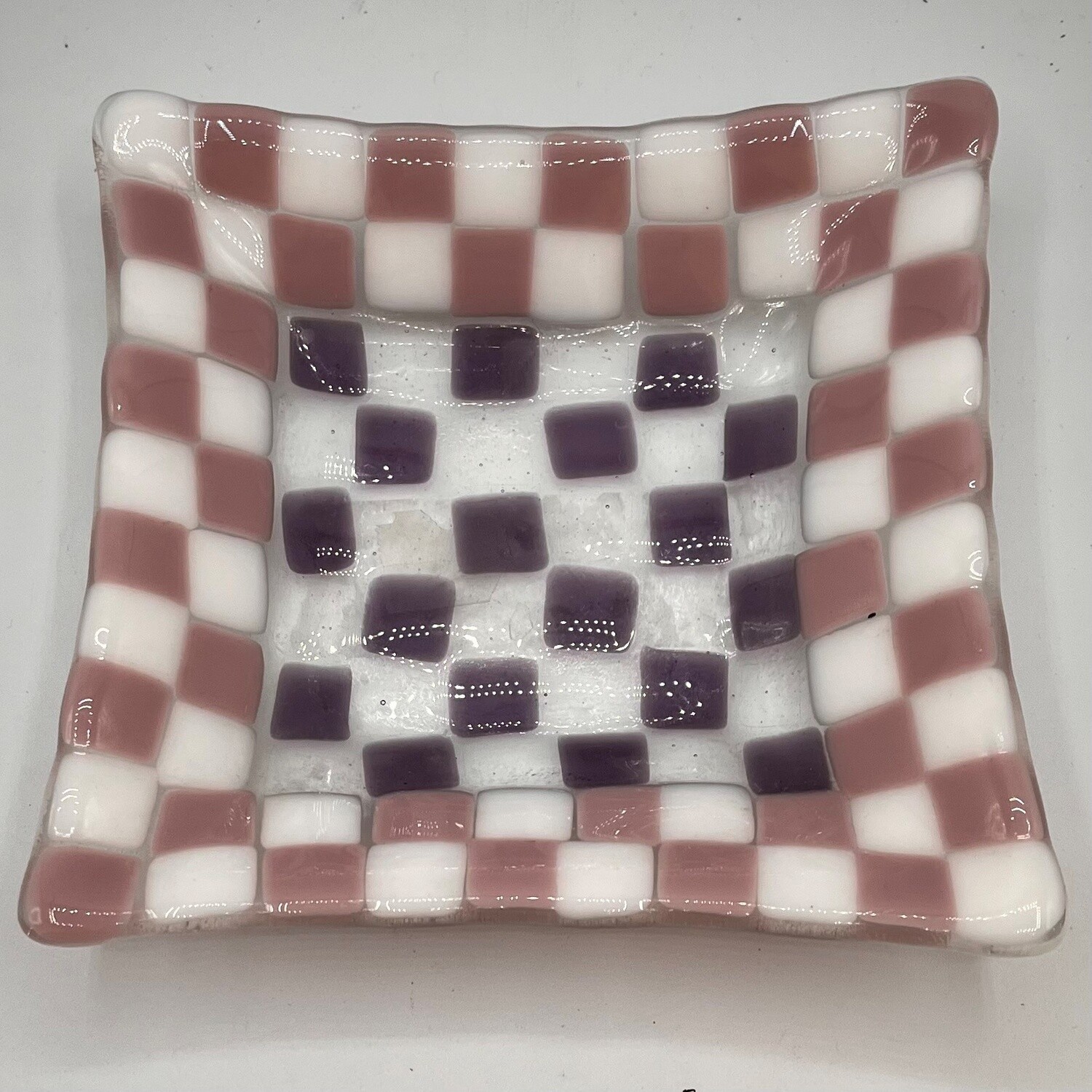 Megan Hill, Square Dish, Mauve/Purple/White