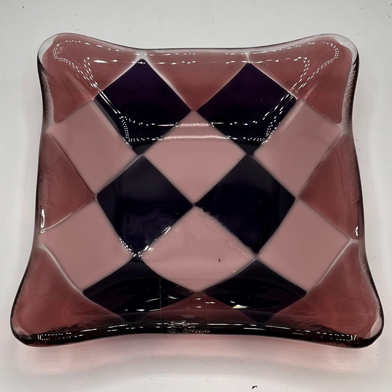 Studio, Square Dish, Pink &amp; Purple Checkered