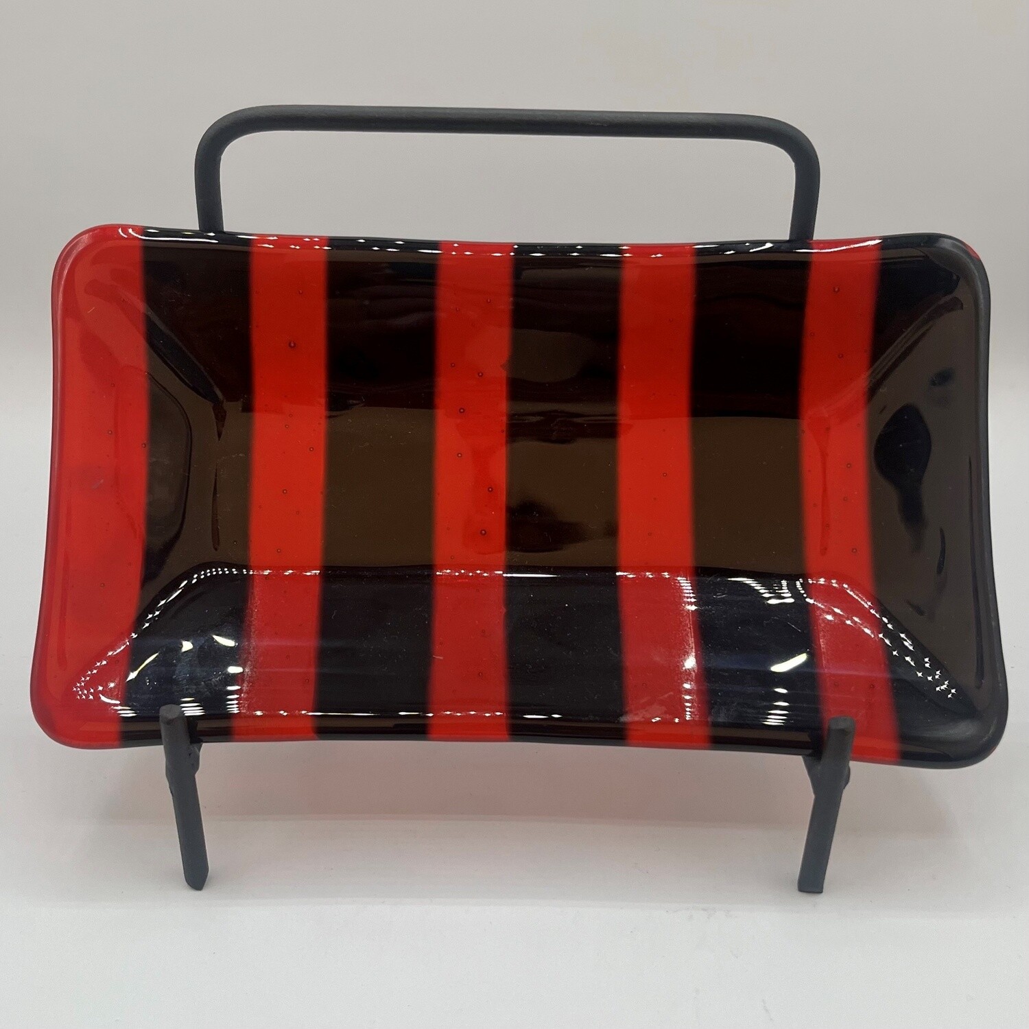 Bobbie Jo Robinson, Rectangular Dish, Black &amp; Orange Stripes