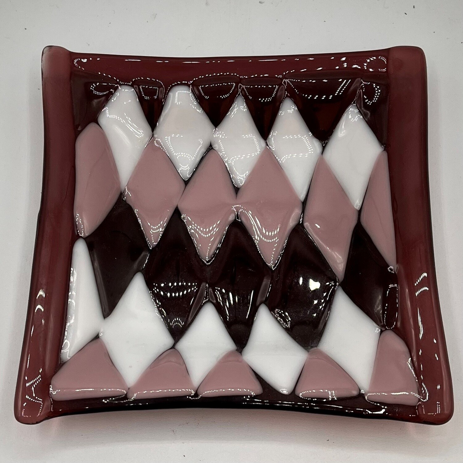Kara Burgdorf, Purple White and Black patterned glass dish