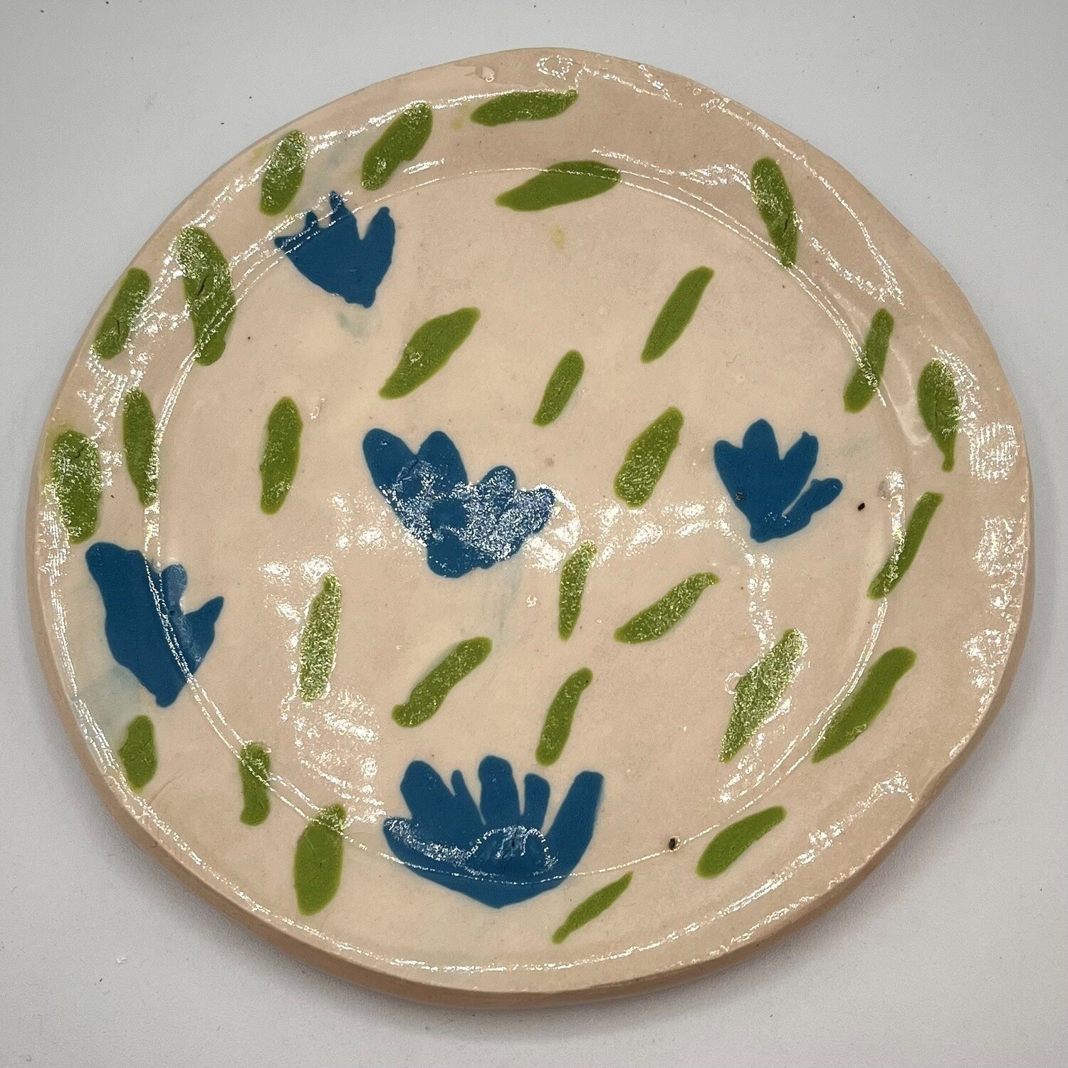 Studio, Round Plate, Blue Flowers