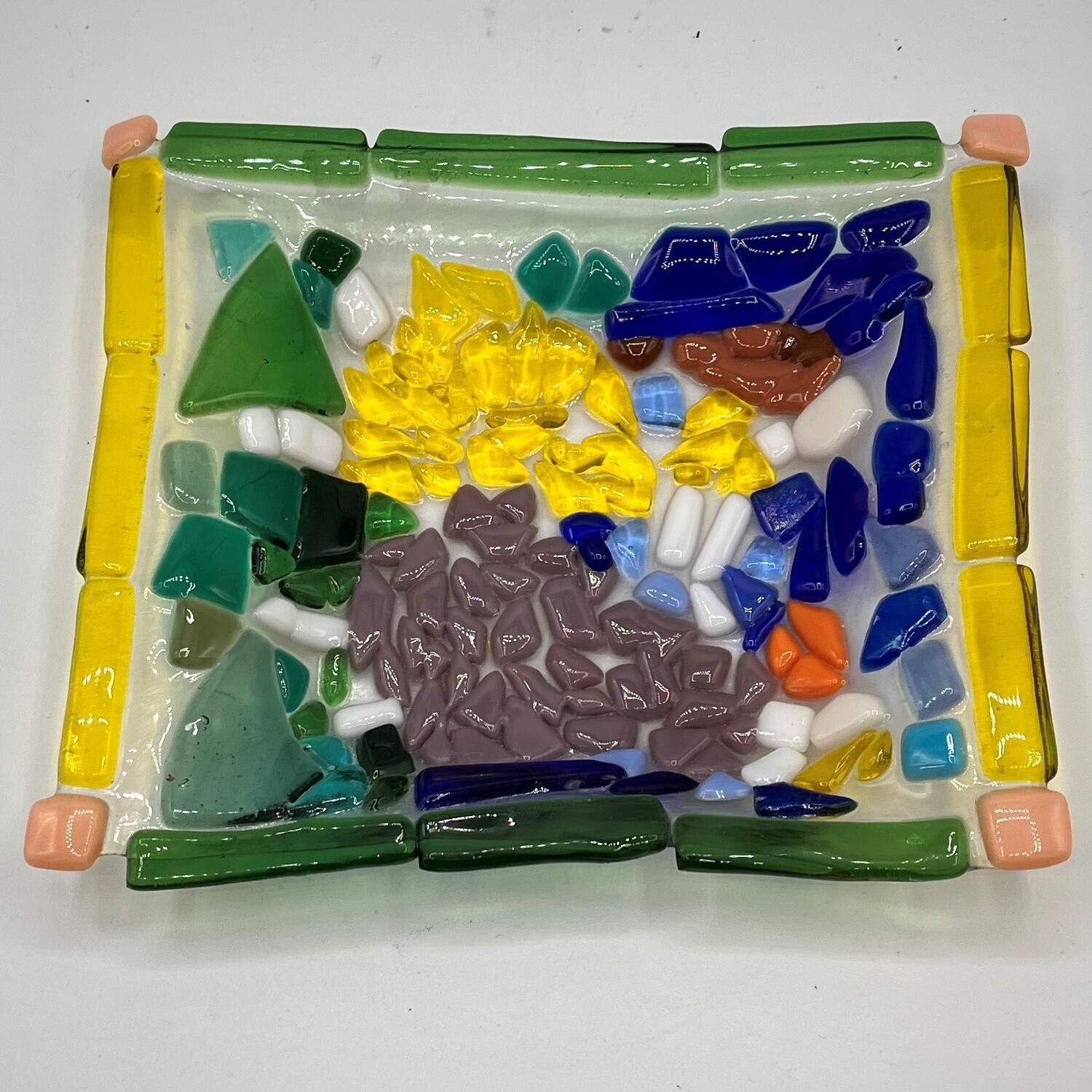 Andrea Walker, Abstract multi-color glass dish