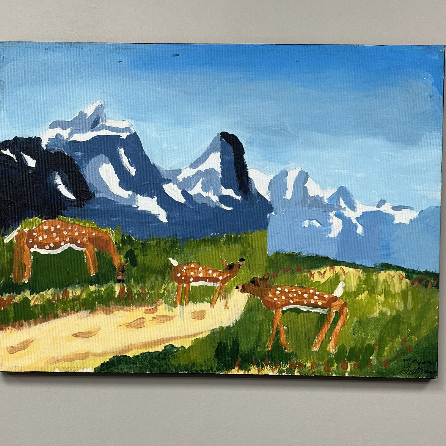 Morgan Gattermeyer, Deer by the Mountainside, Acrylic on Canvas [MU Installation]