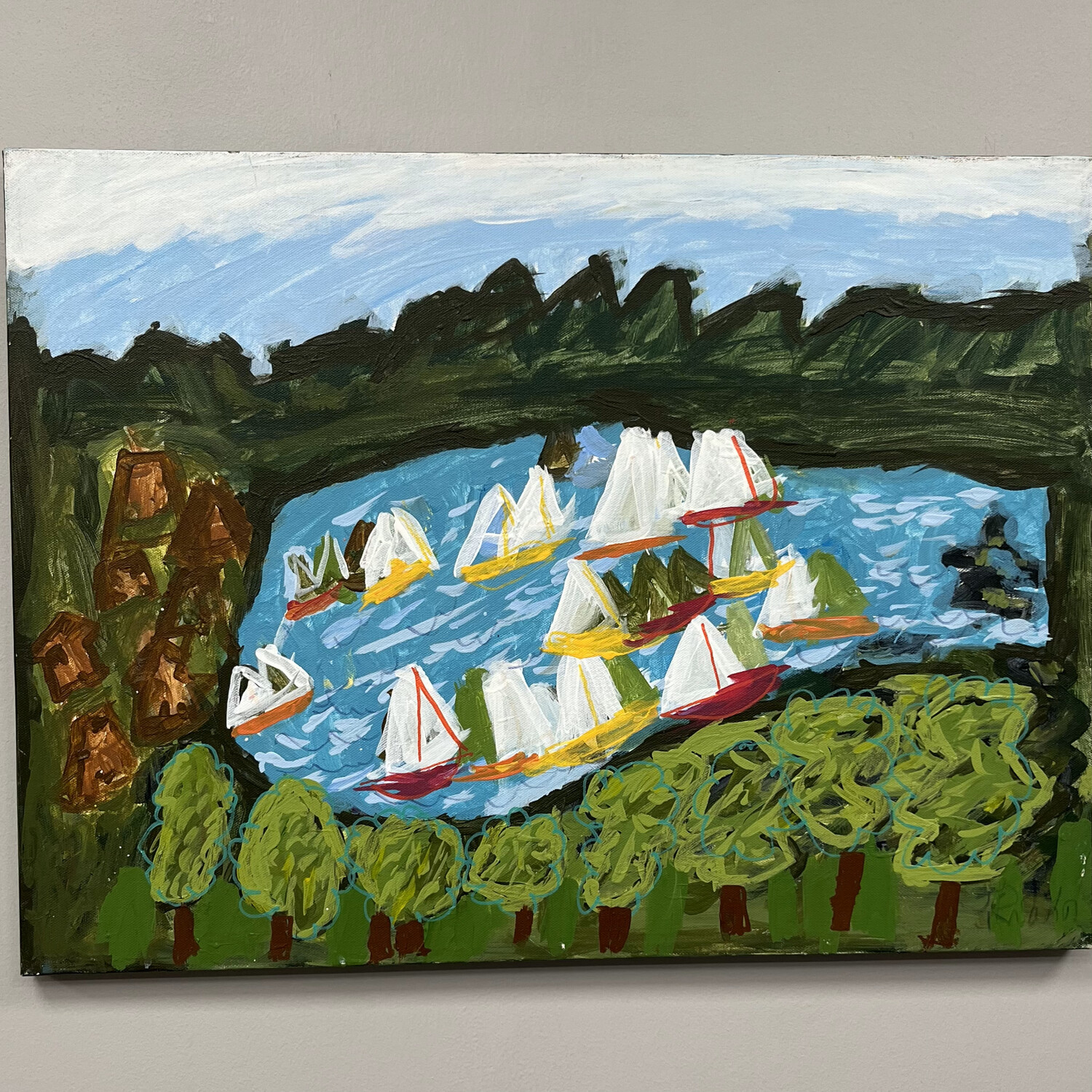 Jody Mann, Sailing at the Lake, Acrylic on Canvas