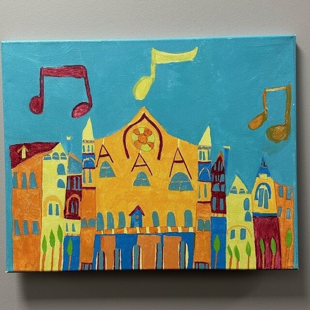 Allison Davis, Music Hall Cincinnati, Acrylic on Canas