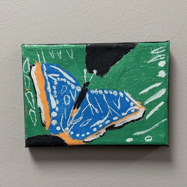 Joey Buschelman, Acrylic on Canvas, 5x7&quot;Butterfly&quot;