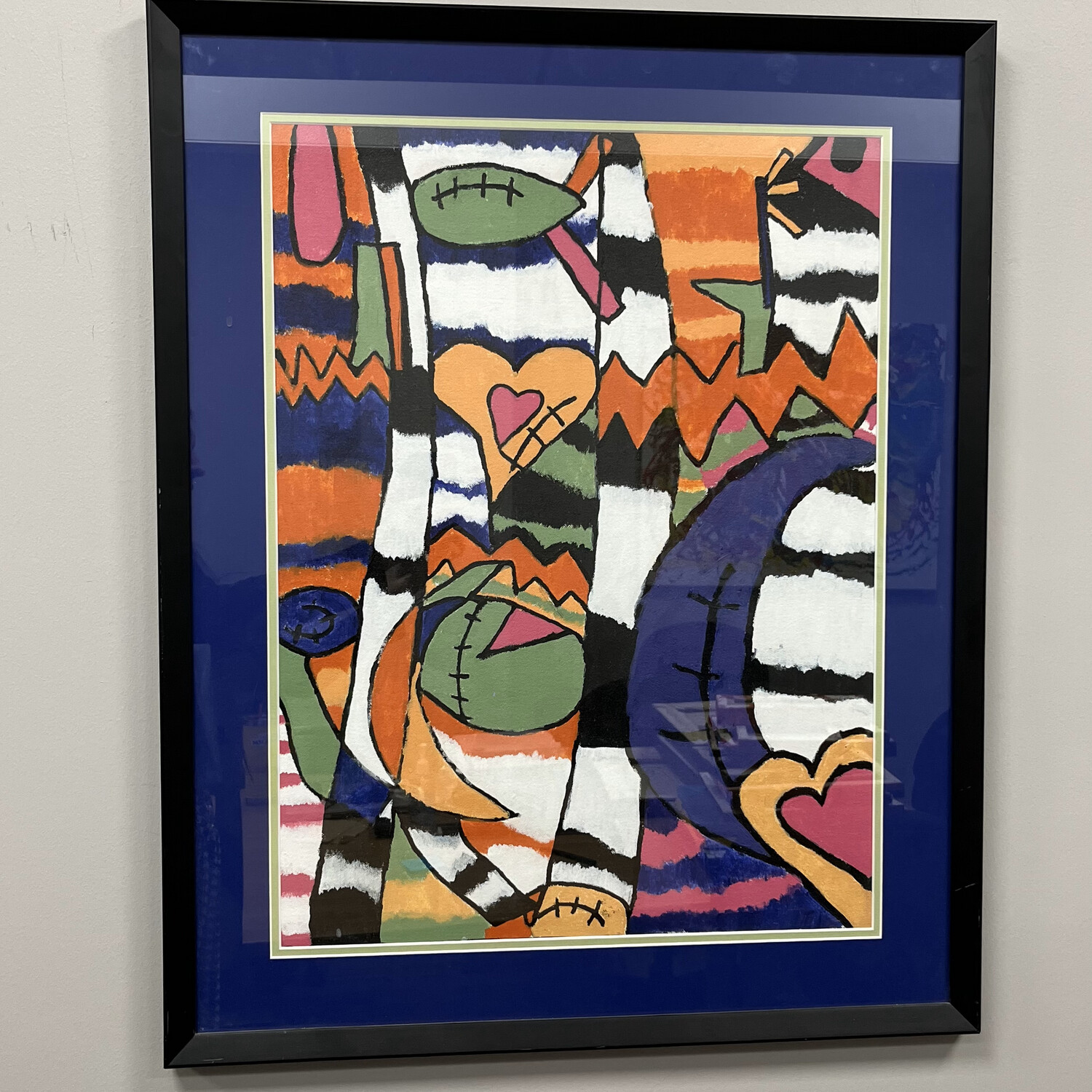 Allison Davis, Football, Framed Acrylic on Canvas