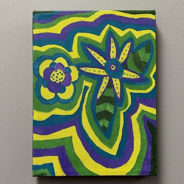 Allison Davis, Mardi Gras Flower, Acrylic on Canvas