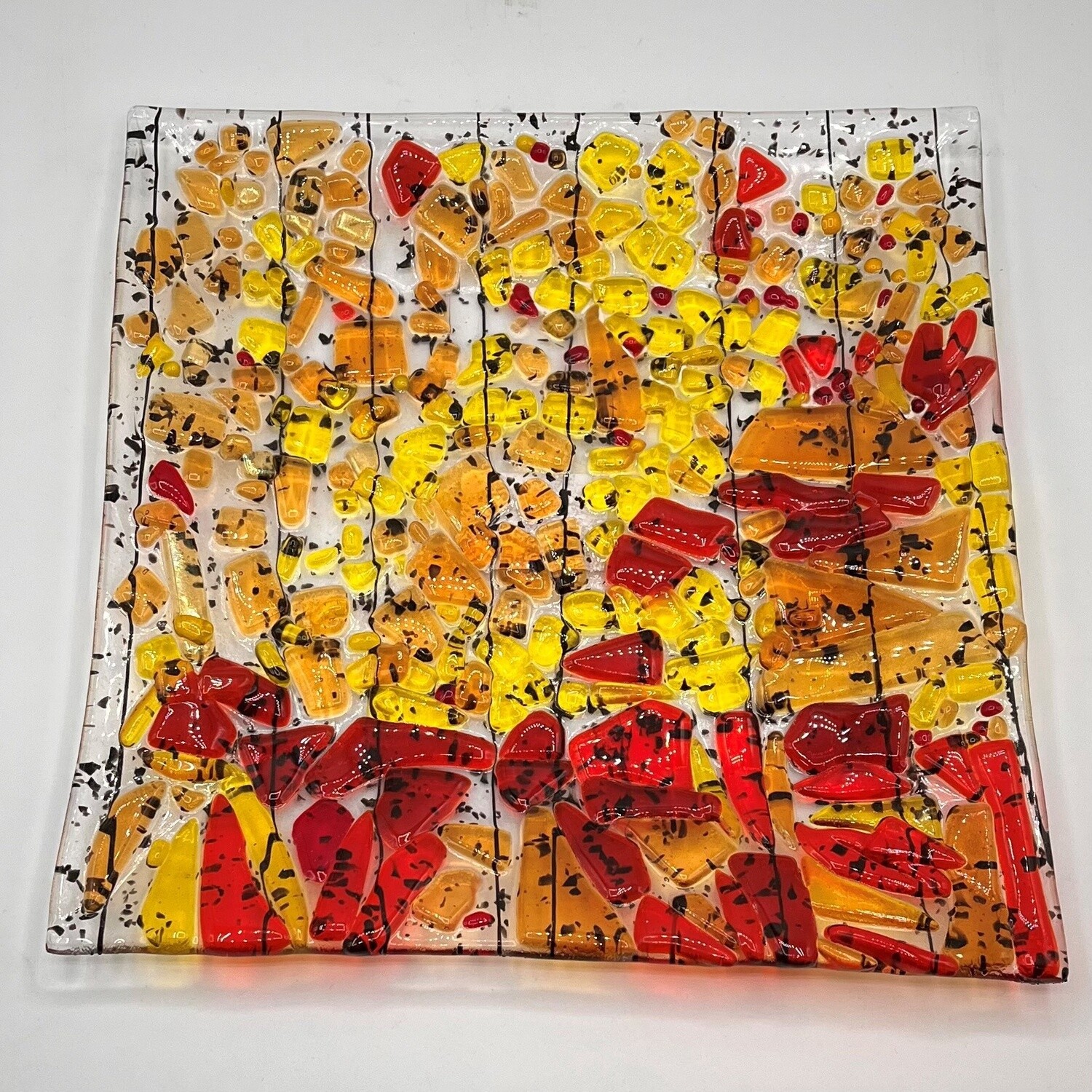 Alphonso Rowe, Red, black and yellow glass dish