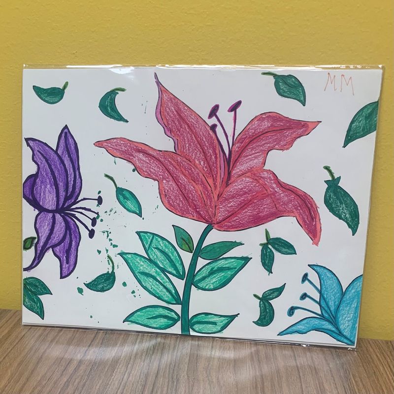 Mallory Miller, Pink And Purple Flowers, Works on paper