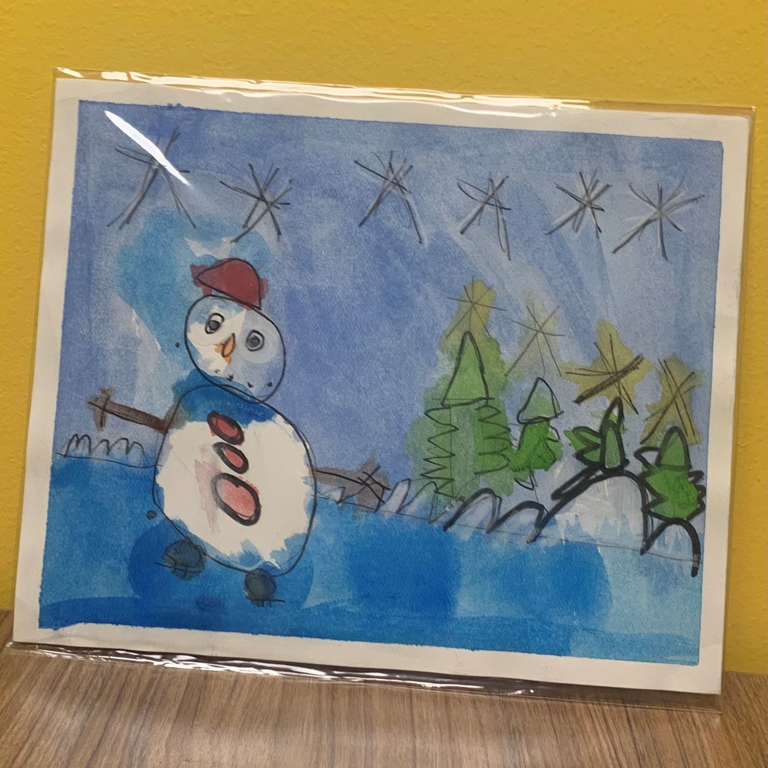 Mary Phifer, Ice-Skating Snowman, work on paper