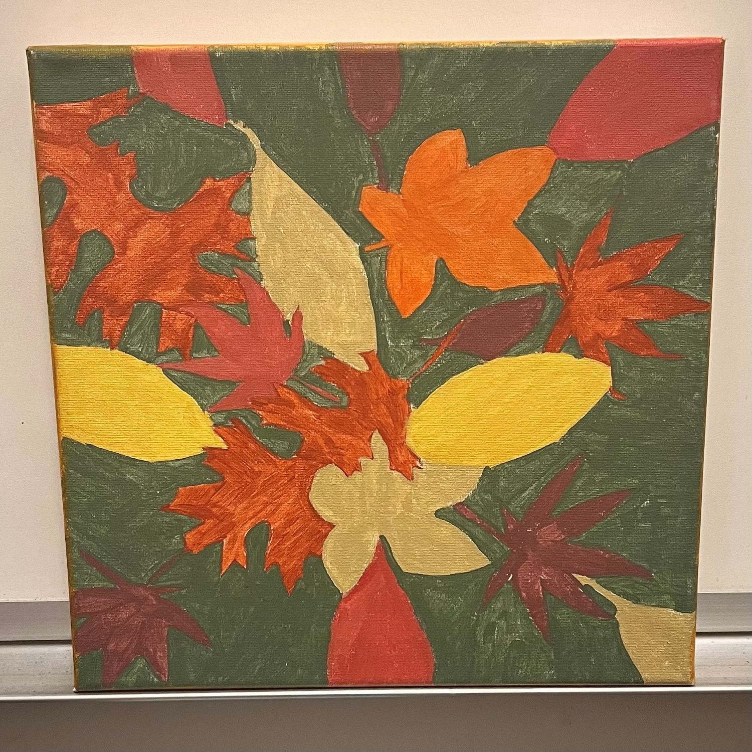 Allison Davis, Layered Leaves, Acrylic on canvas