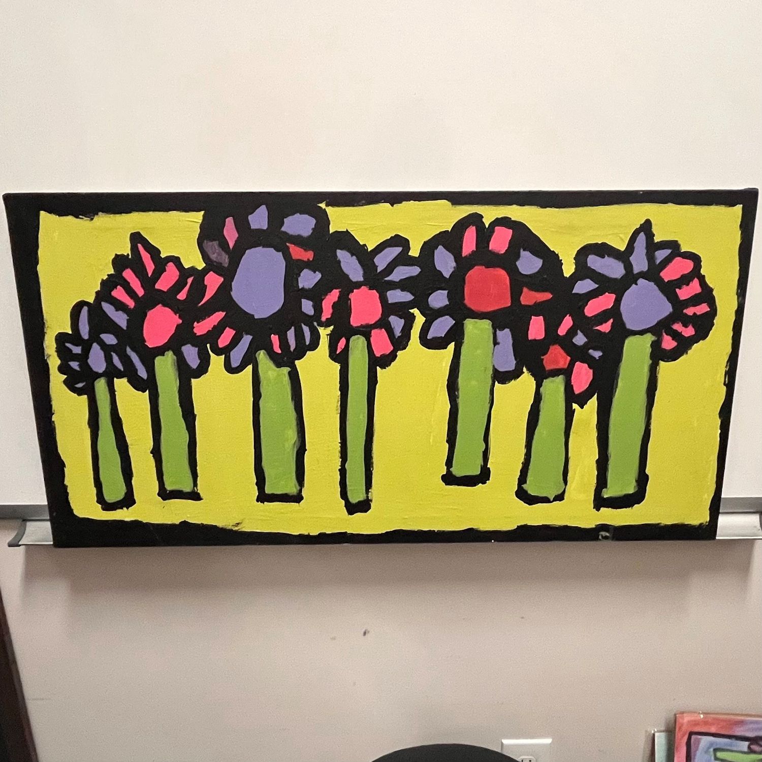 Brett Garrett, Colorful Flower Field, Acrylic on canvas