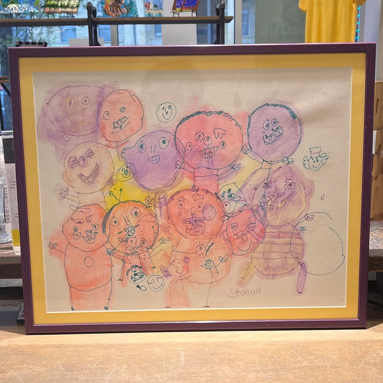 Steve Gall, Happy Crowd, Framed work on paper