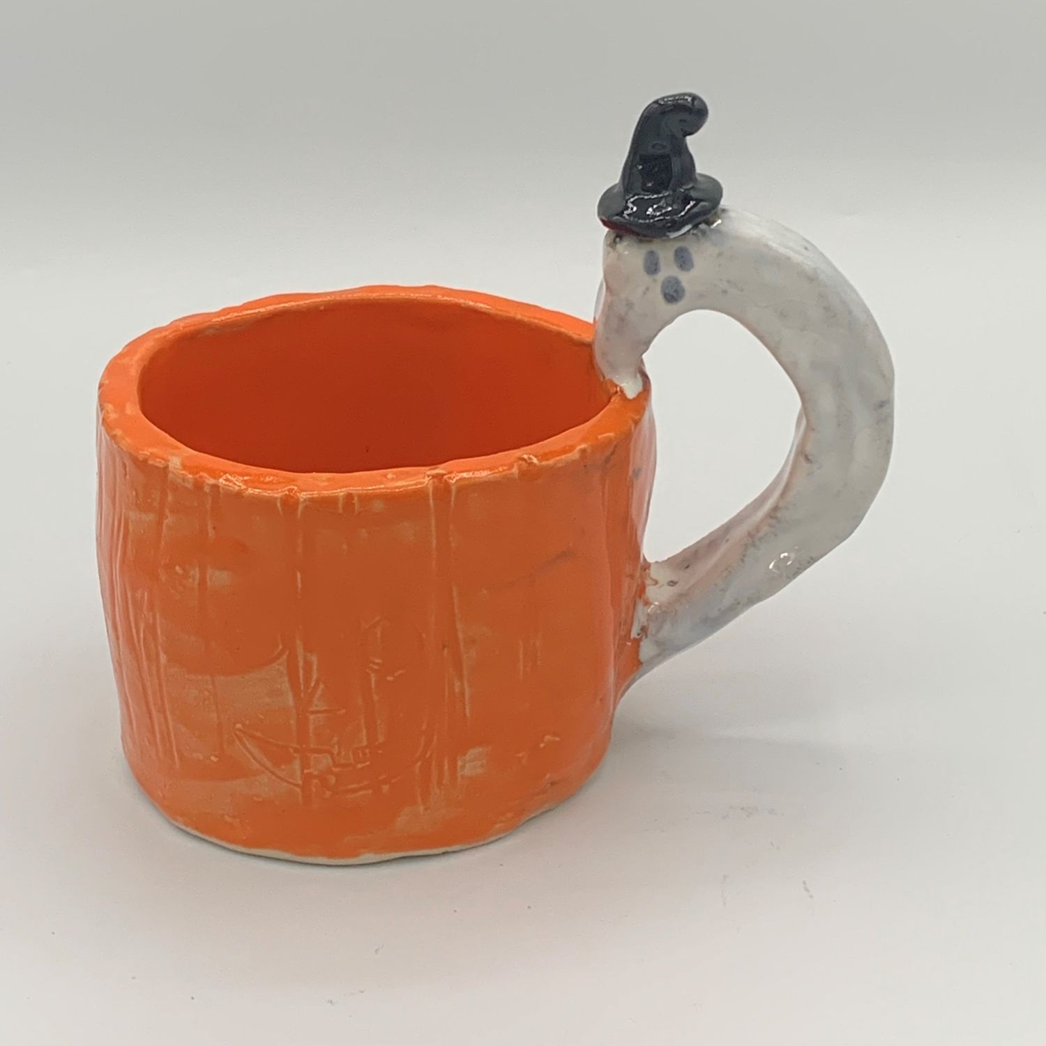 Mary Phifer, Mug, Pumpkin with Ghost Handle