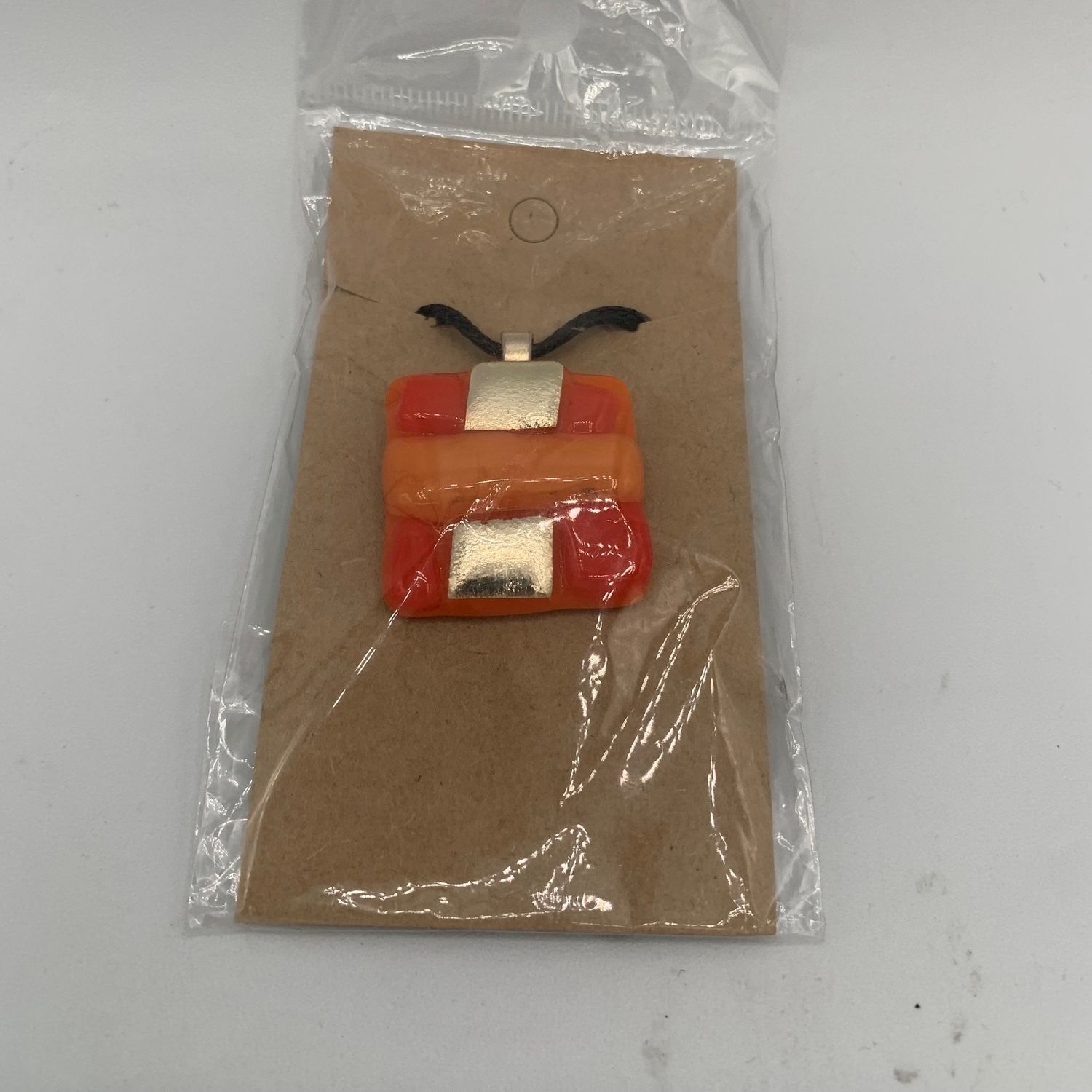 Alphonso Rowe, Necklace, Orange and Gold Squares
