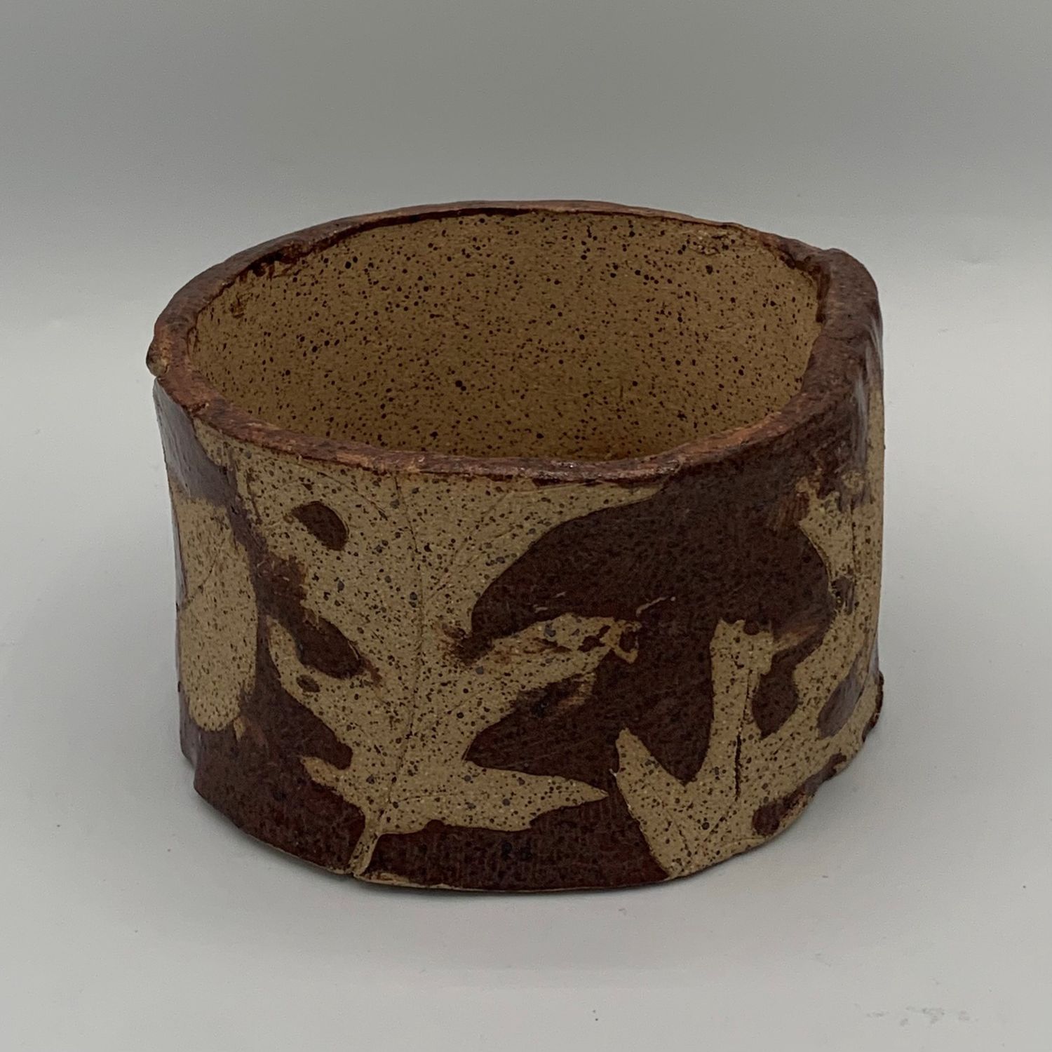 Studio, Candle Holder, Brown with Pressed Leaves and Branch