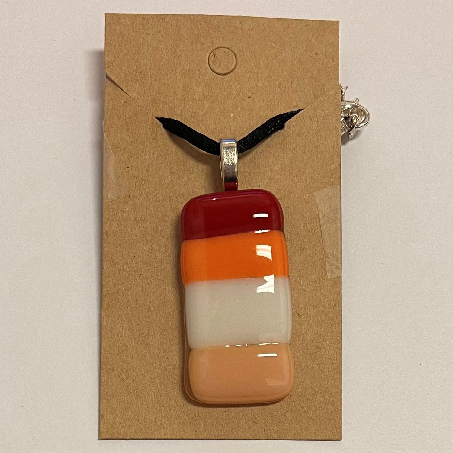 Mark Uczen, Necklace, Red/Orange/White Striped