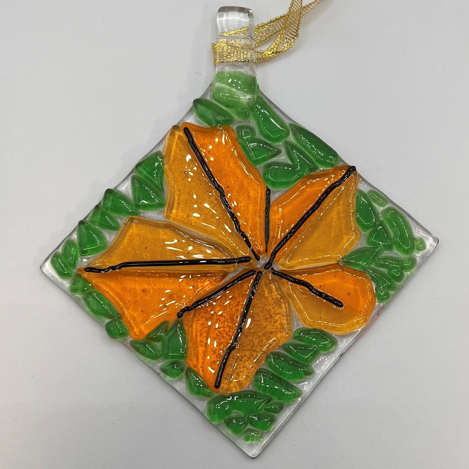 Tammy Mccammon, Orange leaf glass ornament