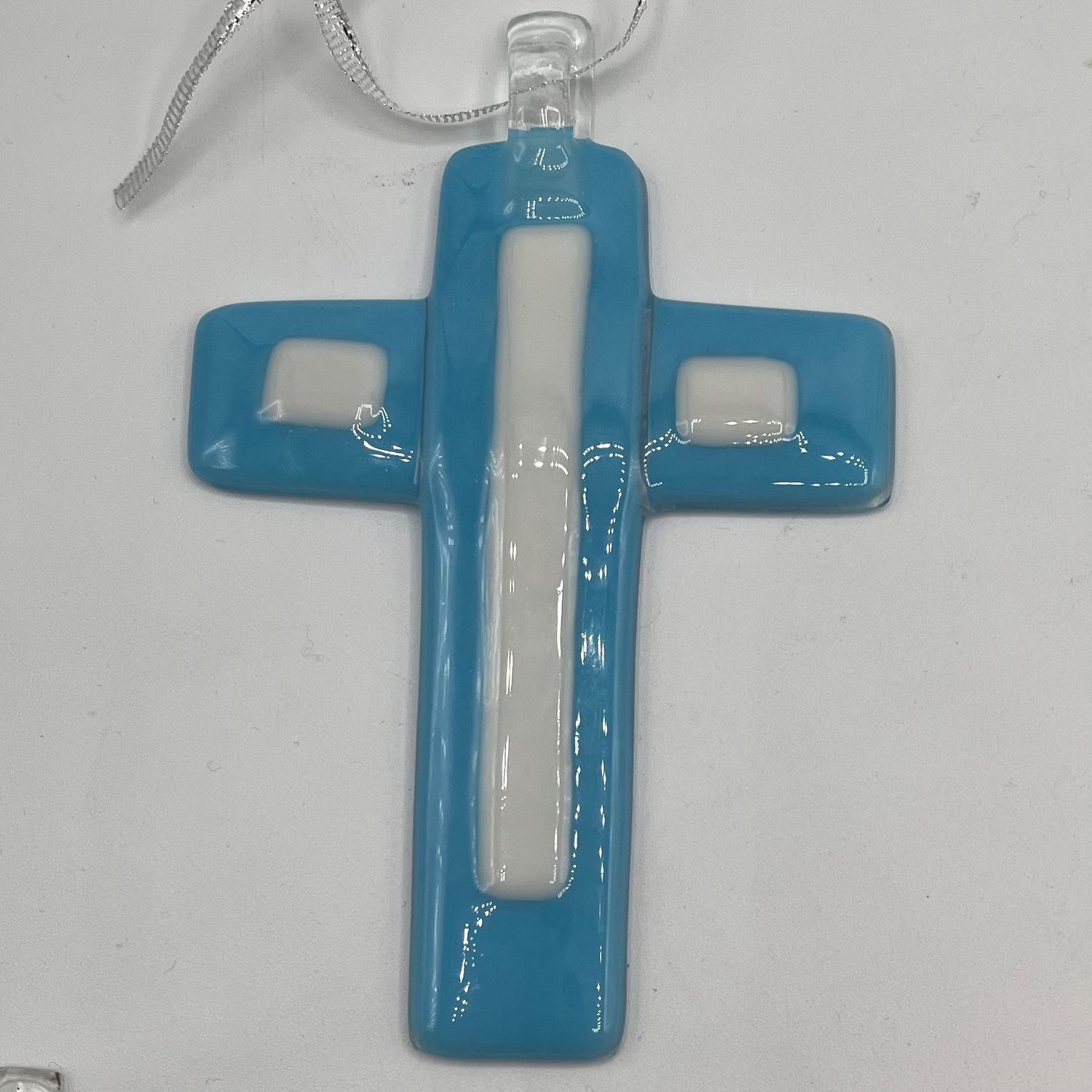 Brett Garrett, Blue and white glass cross ornament