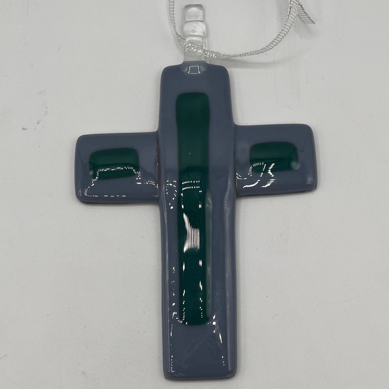 Brett Garrett, Purple and green glass cross ornament
