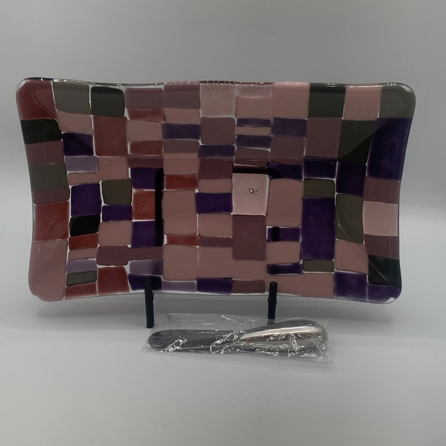 David Campbell, Rectangular Dish, Shades of Purple Blocks