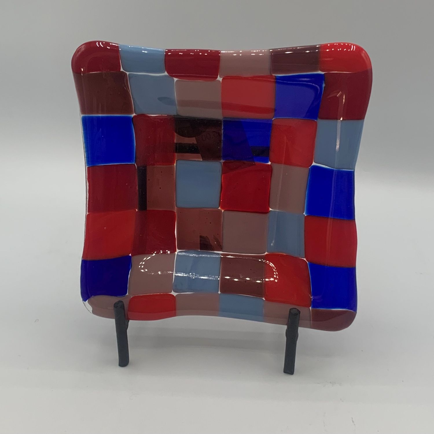 Ashley Parris, Square Dish, Red &amp; Blue Checkered