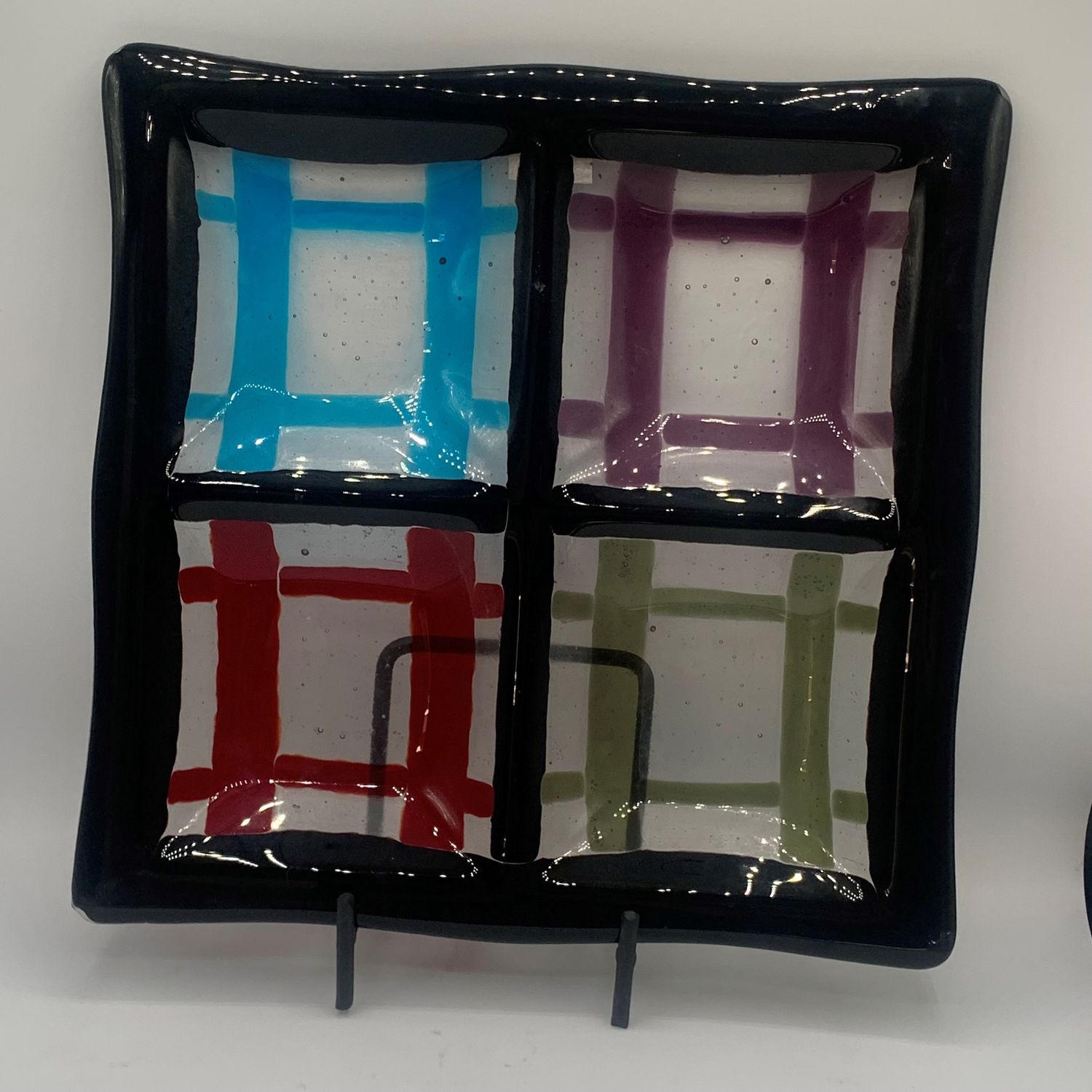 Brett Garrett, Four Section Dish, Red/Blue/Purple/Olive