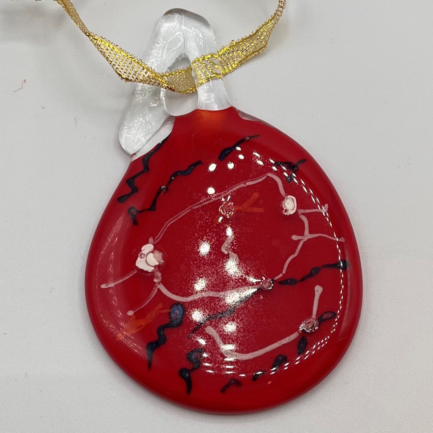 David Smyth, Ornament, White Happy Face on Red