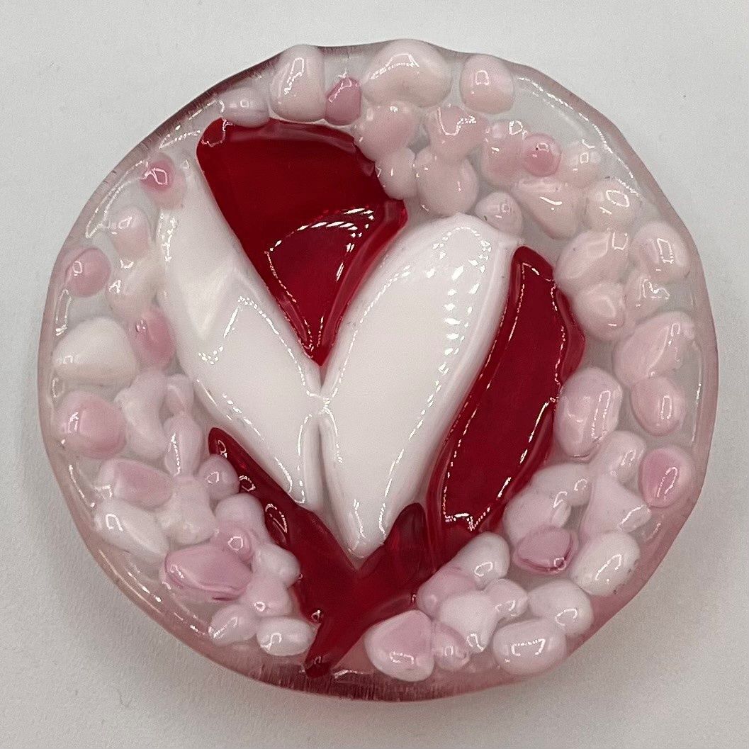Studio, Ring Dish, Red &amp; White Heart on Pink