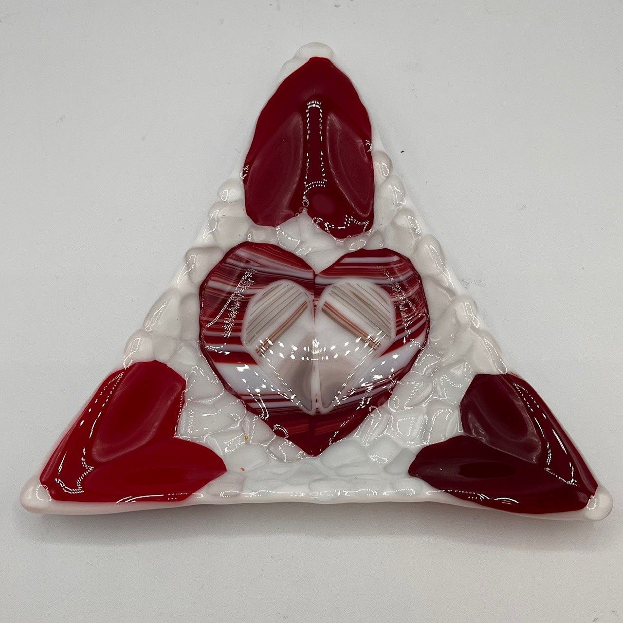 Andrea Walker, Triangle glass dish with multi-color hearts
