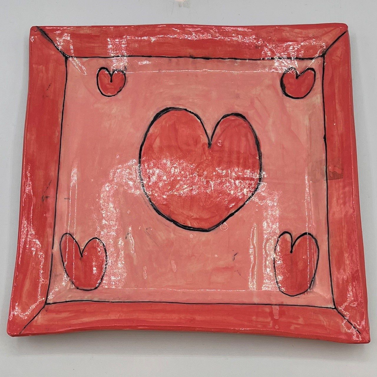 Rebecca Reed, Plate, Pink Hearts