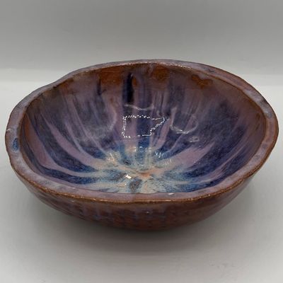 Tiffany Jameson, Ceramic Bowl, Purple, Blue and Brown Design