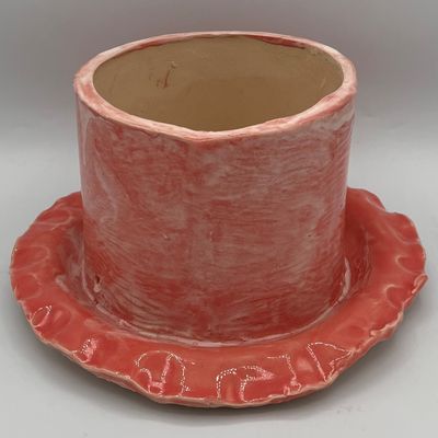 Alphonso Rowe, Ceramic Planter, Pink and White Design