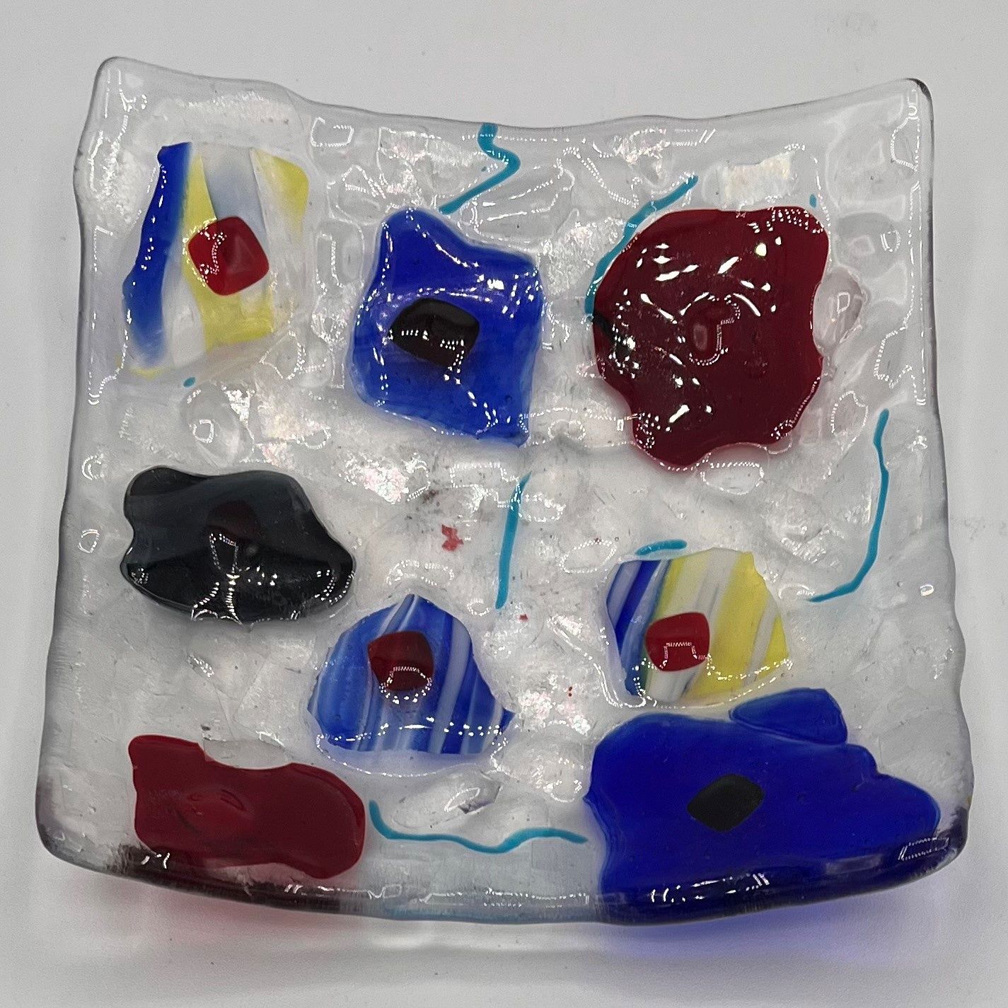 Studio, Fused Glass Dish, Colorfully Fun Shapes Dish