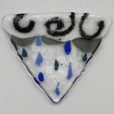 Duane Sparks, Triangle Fused Glass Dish, Stormy Sky