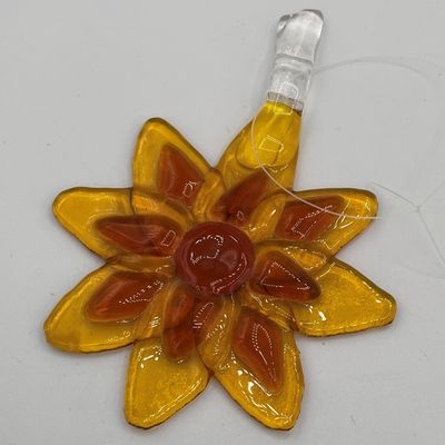 Liz Pfeiffer, Fused Glass Suncatcher, Yellow Flower