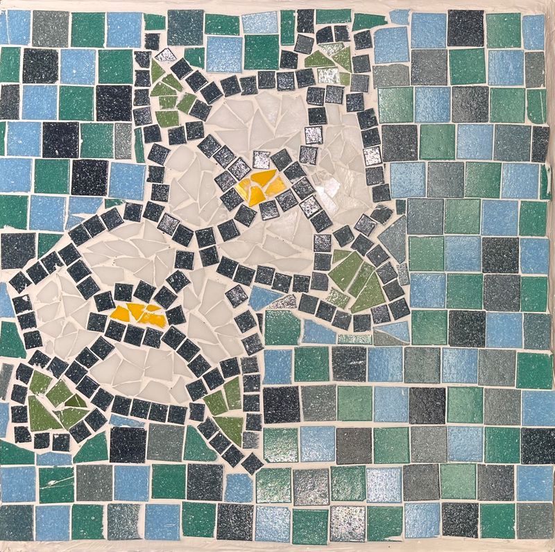Courtney Malone, Mosaic Garden Stone, White Flowers