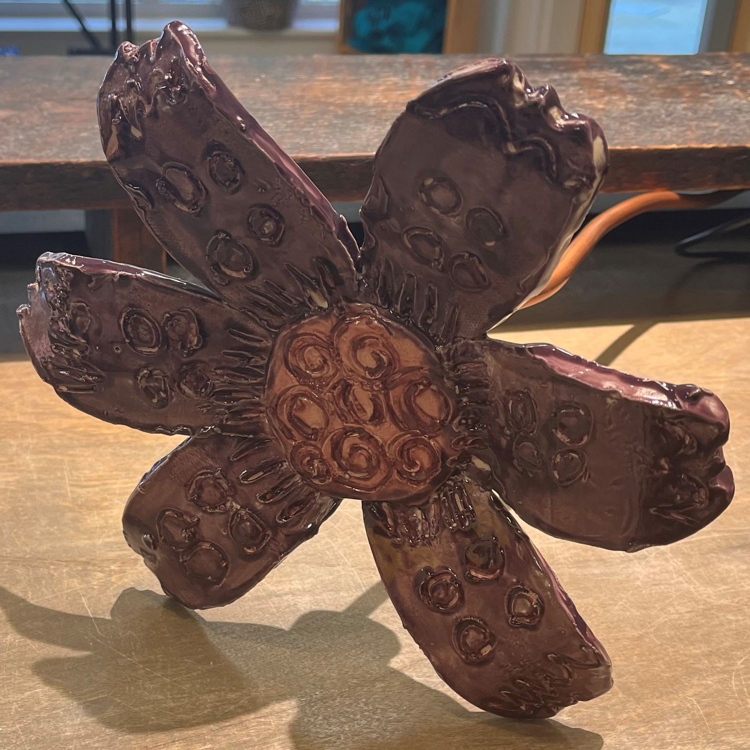 Kathryn Feldmann, Ceramic Garden Stake, Purple Flower