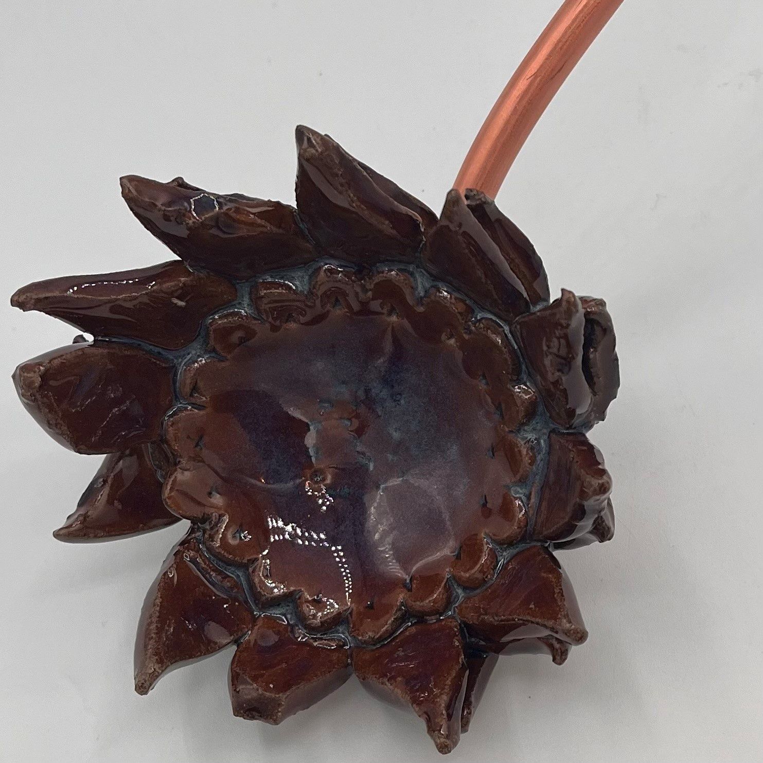 Brett Garrett, Ceramic Garden Stake, Brown Flower
